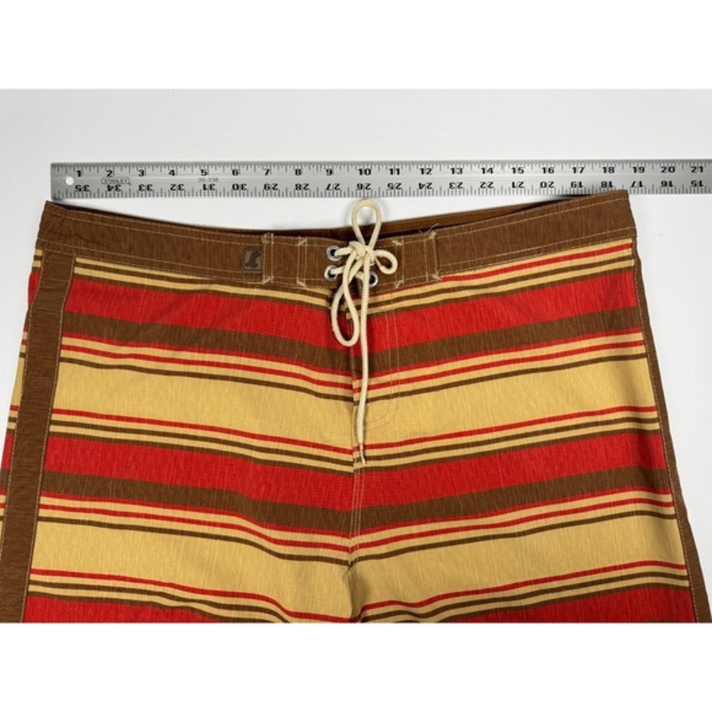 Santa Cruz Board Shorts Mens 36 Brown Red Tan Stripe Surf Swim Trunks Skate‎ - Picture 12 of 16